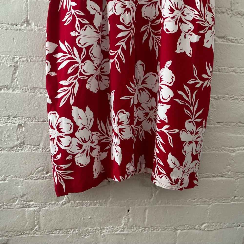 Caribbean Joe Dress Red White Floral Print Button Up Midi Wedding Guest Tropical - Picture 10 of 13